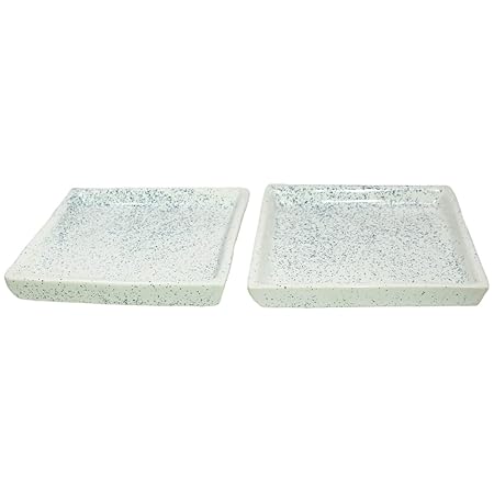 Lasaki Ceramic Square White Plate/Tray (Set of Two) for Ceramic Pots for Indoor Plants.(L: 13.5 cm, W: 13.5 cm, H: 1.5 cm) psq001