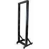 StarTech 42U 2-Post Open Frame Server Rack, 19in Rolling IT Rack with 661lb (300kg) Weight Capacity, Space-Saving Floor-Standing Network Rack