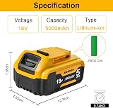 Waitley Power Elektro 18V 5.0Ah Replacement XR Battery Compatible with DEWALT view 2