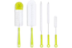 HIWARE Bottle Cleaning Brush Set - Long Handle Bottle Cleaner for Washing Narrow Neck Beer Bottles, Sports Water Bottles with Straw Brush, Kettle Spout/Lid Cleaner Brushes