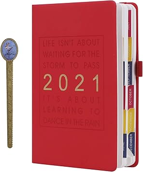 Amazon 能率 手帳 21年 A5 365日 日記帳 おしゃれ メモ帳 書きやすい しおり付き 読書ノート 雑記 記録 学生 勉強 大人 ビジネス 入学式 誕生日 記念日 プレゼント 3色 手帳 文房具 オフィス用品