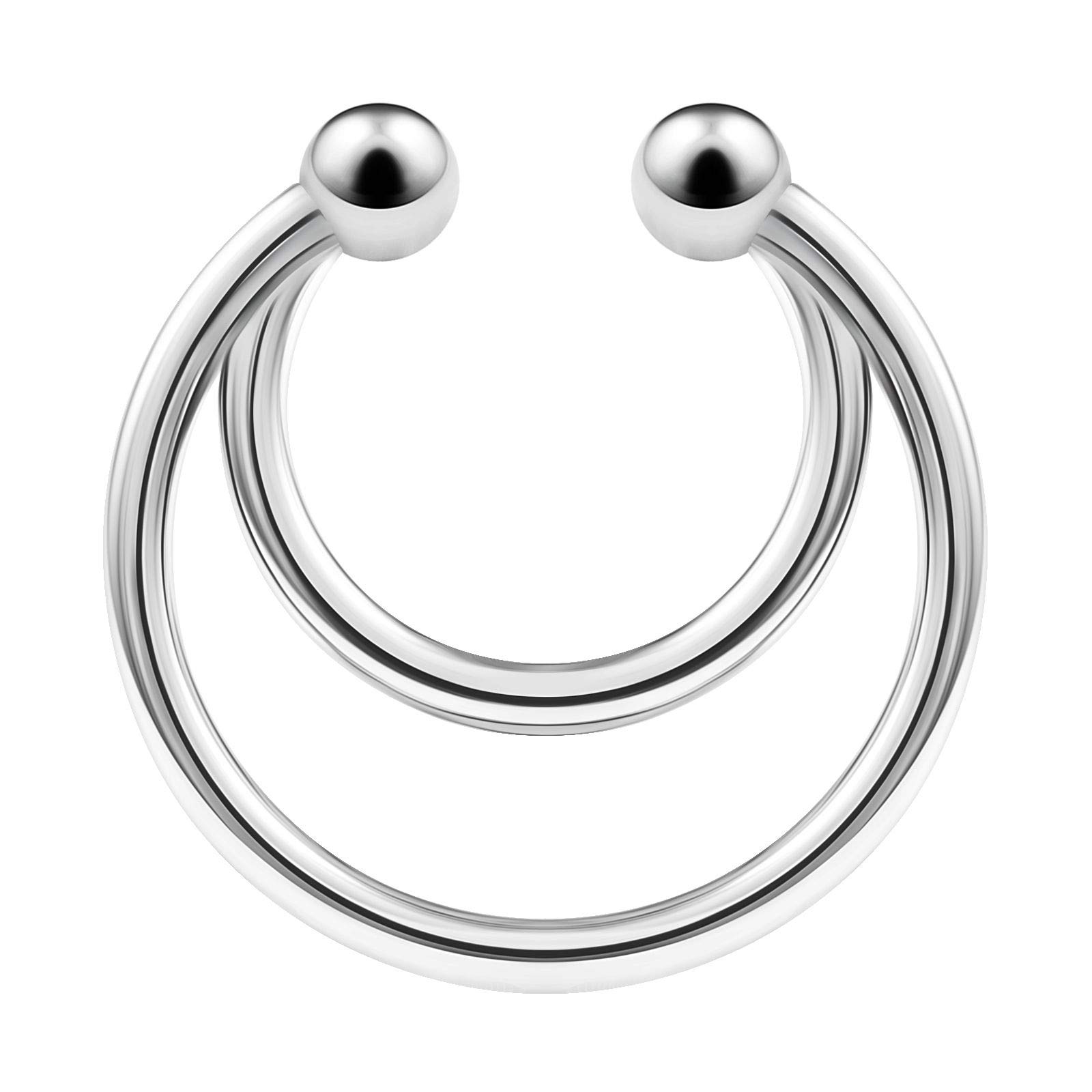 KJM FASHION Stainless Steel Fake Septum Cartilage Hoop Bar Helix Ring 16 Gauge 5/16 8mm Earrings Nose Non Piercing Jewellery 3634