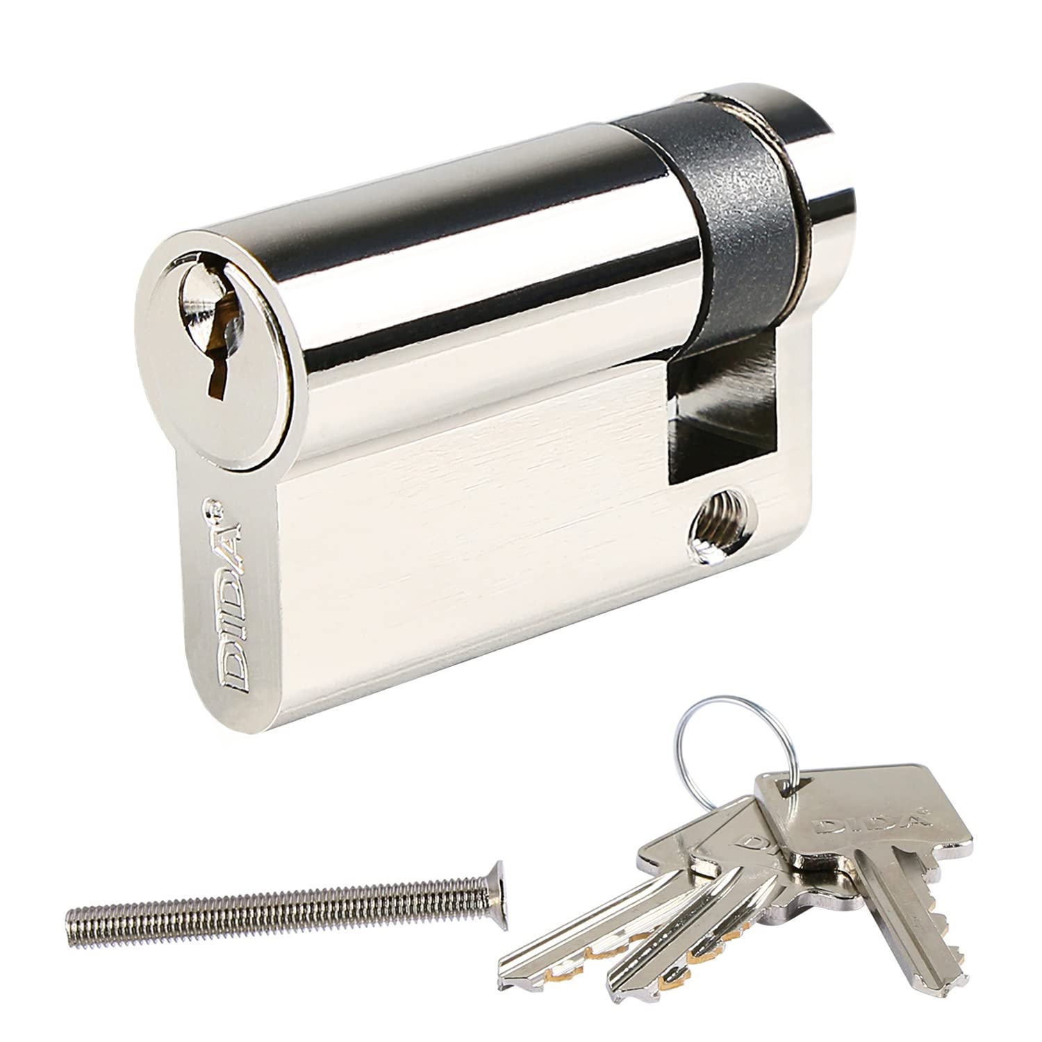 DIDA® 50mm(40/10) Euro Cylinder Lock,UPVC Door Lock Barrel with 3 Keys,High Security,Anti-Pick Anti-Bump Anti-Drill,Polished Nickel Finish,Suitable for All Door Types,BS EN 1303:2005 — image 1