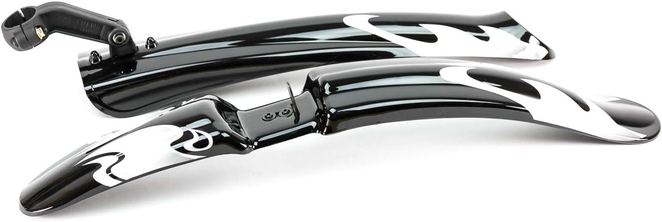 Steck Schutzblech Set 24-29Zoll MTB Blech Spritzschutz schwarz weiß geflammt V+H