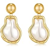RAUCHBE Gold Baroque Pearl Earrings Irregular Pearl Earrings Hypoallergenic for Women Jewelry