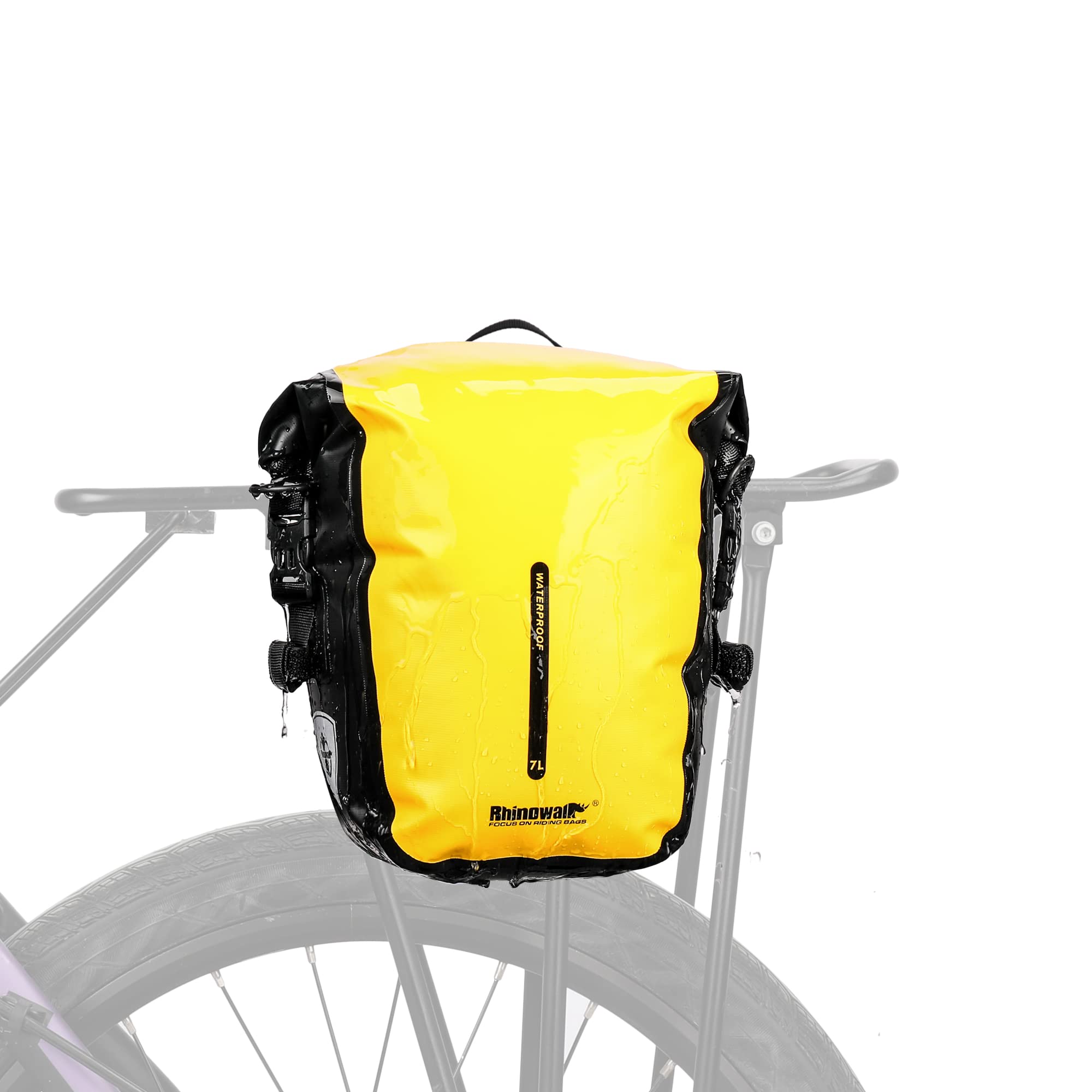 Rhinowalk Bike Pannier Bag 7L Waterproof Bicycle Rear Rack Bag with Shoulder Strap for Touring Cycling