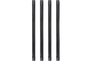 PIPE DECOR 3/4” x 18” Black Steel Plumbing Pipe, Pre Cut, Industrial Steel Grey Fits Standard 3/4 Inch Threaded Black Malleable Iron Fittings, Build Vintage DIY Furniture, 4 Pack