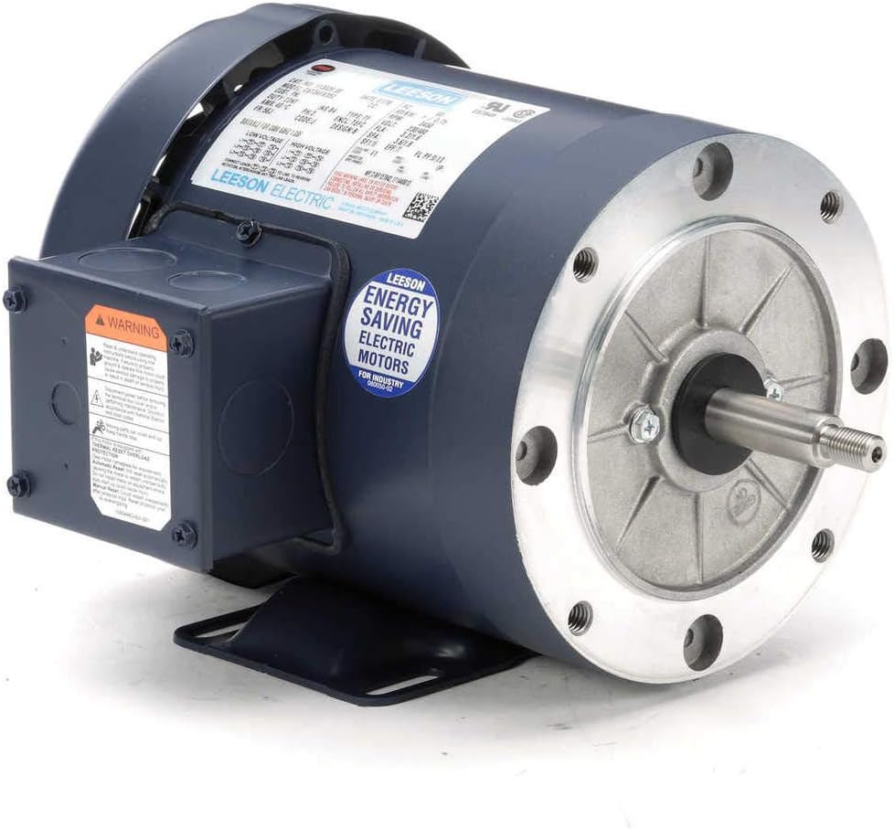 1 hp 3450 RPM 56J Frame TEFC C-Face (Rigid Base) 208-230/460V Leeson Motor # 113029