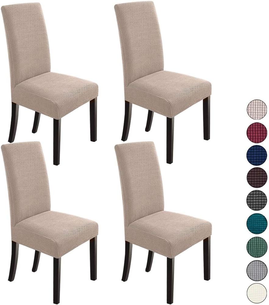 Slipcovers - NORTHERN BROTHERS Dining Chair Covers Seat Parson Chair Slipcover for Dining Room Set of 4, Khaki