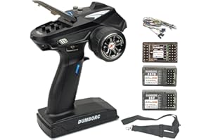 DUMBORC X6 Rc Car Transmitter and Receivers with Gyro X6FG X6F X6DCG LED Light 6 Channel RC Remote and Receiver with Mixed Mode Fail-Safe RC Car Controller for Off-Road Vehicle, Crawler, Boat,Tank