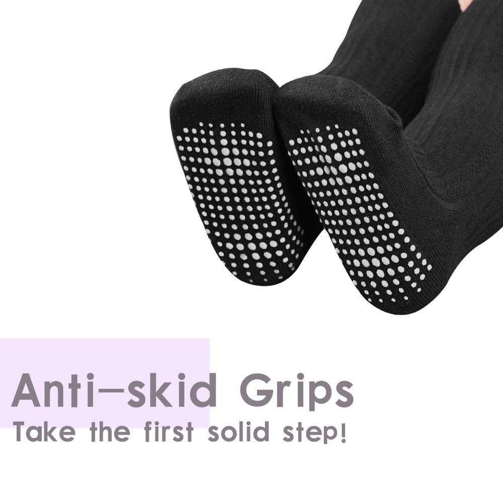 CozyWay Baby Knee High Socks Non Slip Unisex 3/5 Pack Toddlers Anti-Skid Long Stockings Boys Girls School Uniform Leggings (Assorted 5 Pack, M (1-2T))