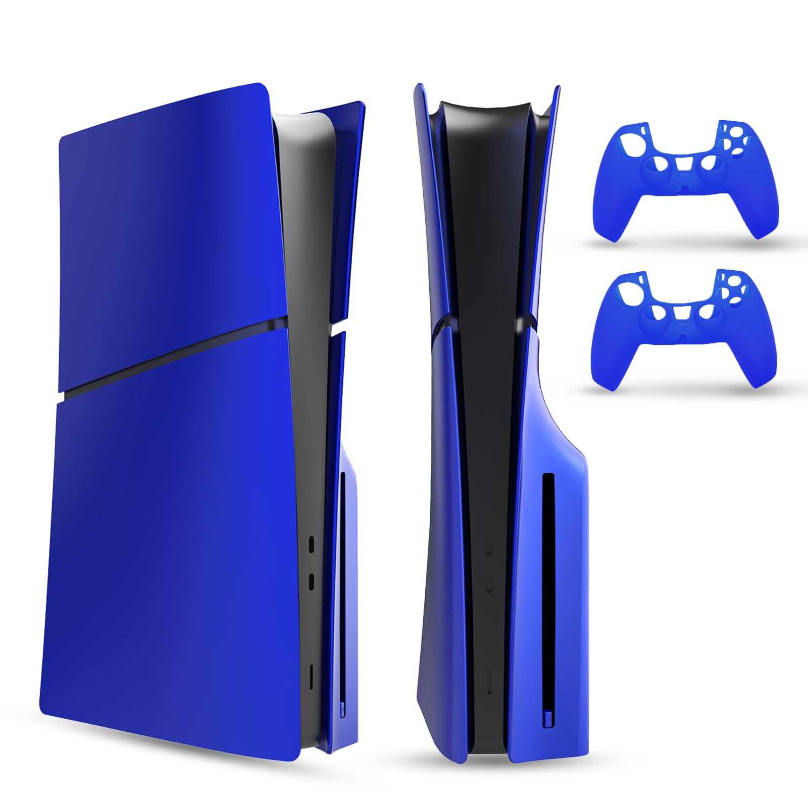 PEYANZ Faceplate Cover Compatible with PlayStation 5 Slim (Disc Edition) - Protective ABS Shell, Scratch-Resistant Matte Surface, Includes 2 Silicone Covers