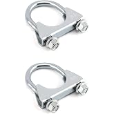 QWORK U-Bolt Muffler Tip Exhaust Hook, 1-1/2" OD 2Pcs Stainless Steel Universal Silencer Exhaust Clip