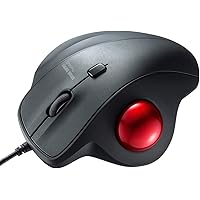 SANWA Wired Ergonomic Trackball Mouse, Optical Vertical Rollerball Mice, Silent Buttons, 34mm Trackball, 600/800/1200/1600 Ad