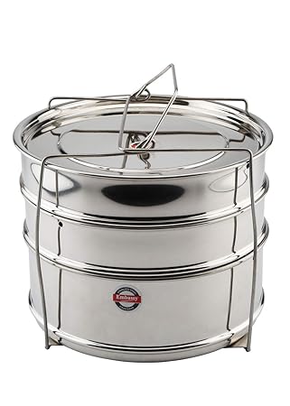 Embassy SS Cooker Separator H6.5 Suitable for 7 litres Prestige Nakshatra Alpha Inner Lid Pressure Cookers (3 Containers with Lifter, Stainless Steel)