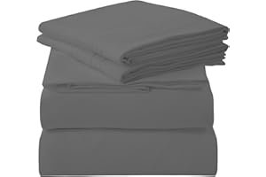ROYALE LINENS 3 Piece Twin XL Sheets Set - Soft Brushed 1800 Microfiber Bedding - 1 Fitted and 1 Flat Sheet, 1 Pillow case - Wrinkle Free & Fade Resistant - Hotel Luxury Bed Sheets (Grey, Twin XL)