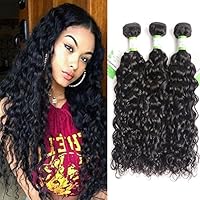 Bestlove Hair Brazilian Hair 9A Grade Water Wave 3 Bundles Of 100% Unprocessed Human Hair Weave Weft Natural Black (16 18 20)