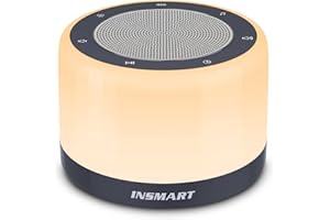 INSMART White Noise Machine, Sleep Aid Sound Machine with 8 Colors Night Lights for Baby Kid Adult, 32 Soothing Sounds 5 Timer Memory Function Full Touch Metal Grille for Office Travel Gift, Plug in