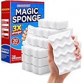 3X Density Magic Sponge Eraser, 20 Pack Cleaning Sponge for Kitchen &amp; Bath | 3X density foam, Extra durable sponge, Ergonomic wavy grip, Deep cleaning power, Multi-surface cleaning, 20 pack value