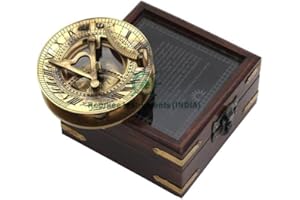 RII Antique Nautical Directional Magnetic Sundial Brass Compass, Antique Decor Birthday Gifts for Men, Astrolabe for Him, Bap