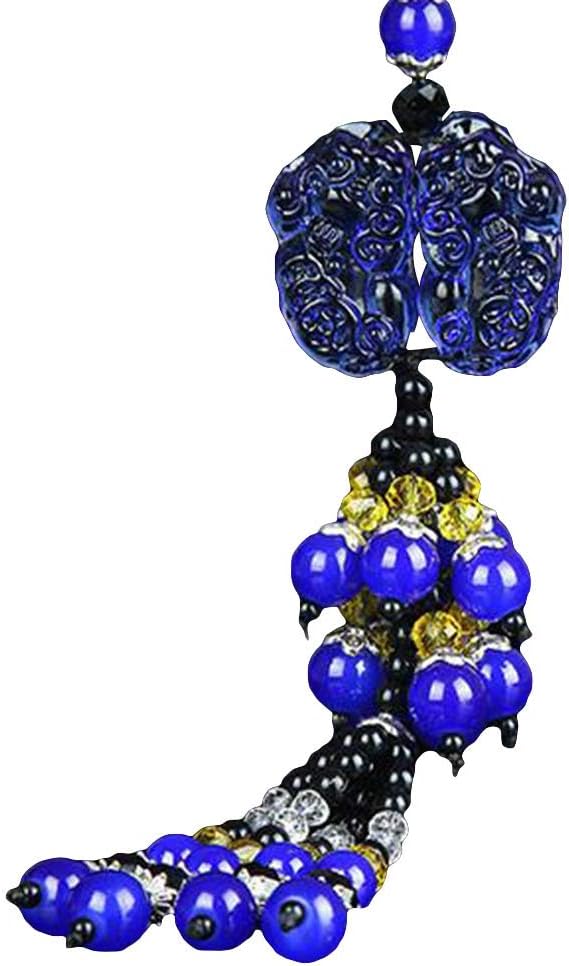 YSoutstripdu Lucky Chinese Mythical Pixiu Beaded Car Hanging Pendant Ornament Decoration Decor Blue