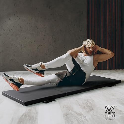 WF Athletic Supply Tri Fold Folding Exercise Mat with Carrying Handles,  Thick Foldable Gym Mat, Folding F