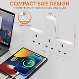 FADII UK 3 Way Plug Adaptor Surge Protector Triple Socket 13A Fuse view 2