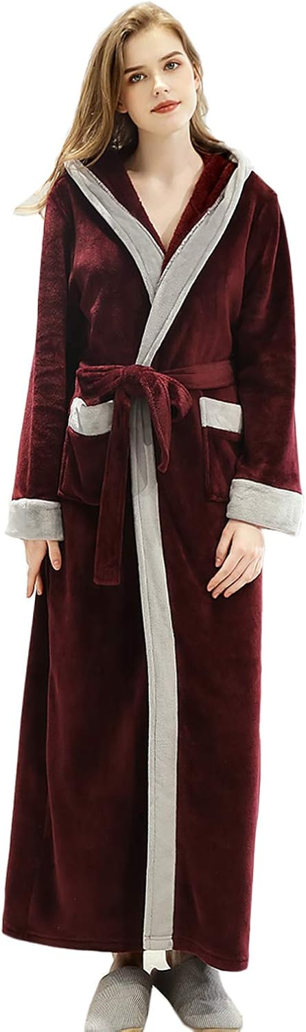 bademantel damen fleece lang
