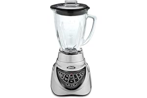 Oster Pro 500 Blender with 2 Pre-Programmed Settings and 6-Cup Glass Jar | 1.41 L | Brushed Nickel
