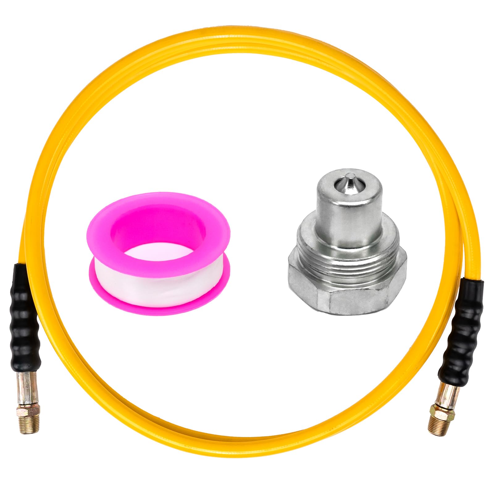 Photo 1 of 10ft High Pressure Hydraulic Hose, 3/8" Thread Hydraulic Hose Assembly, 10000 psi Hydraulic Pressure Test Hose, Yellow, Length 10ft