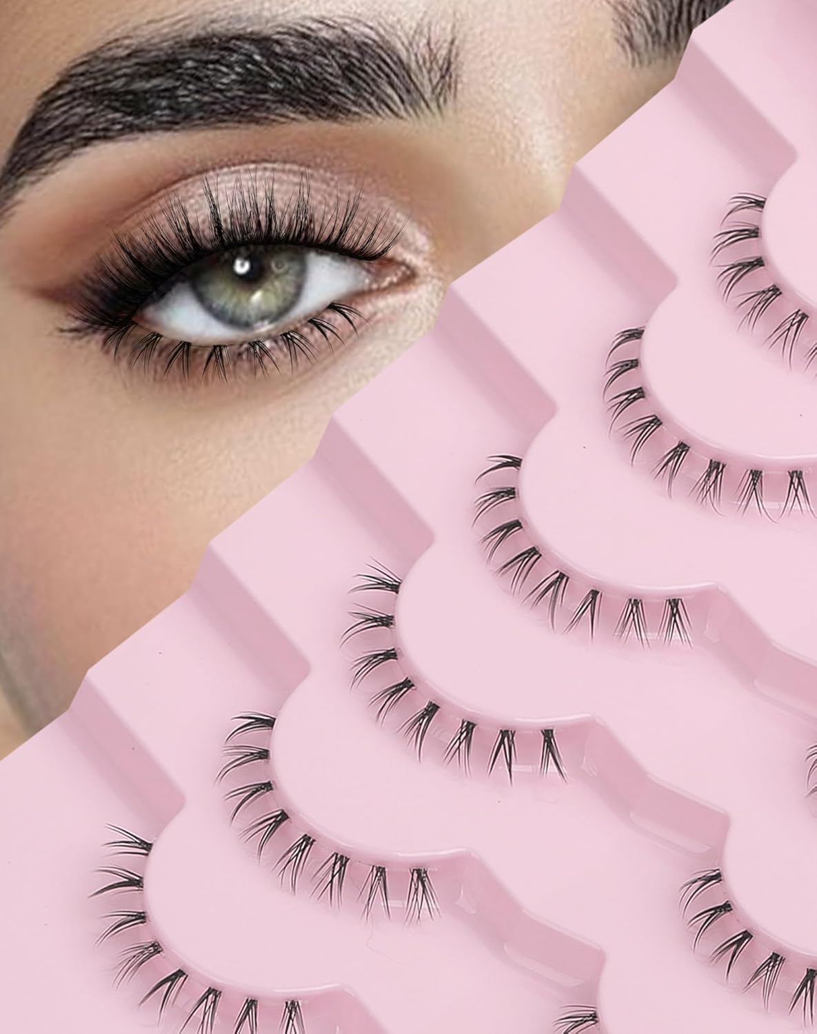 Onlyall Bottom Lashes Bottom Eyelashes False Lower Lashes Fake Bottom Eyelashes 7 Pairs Bottom-R-3 — image 1