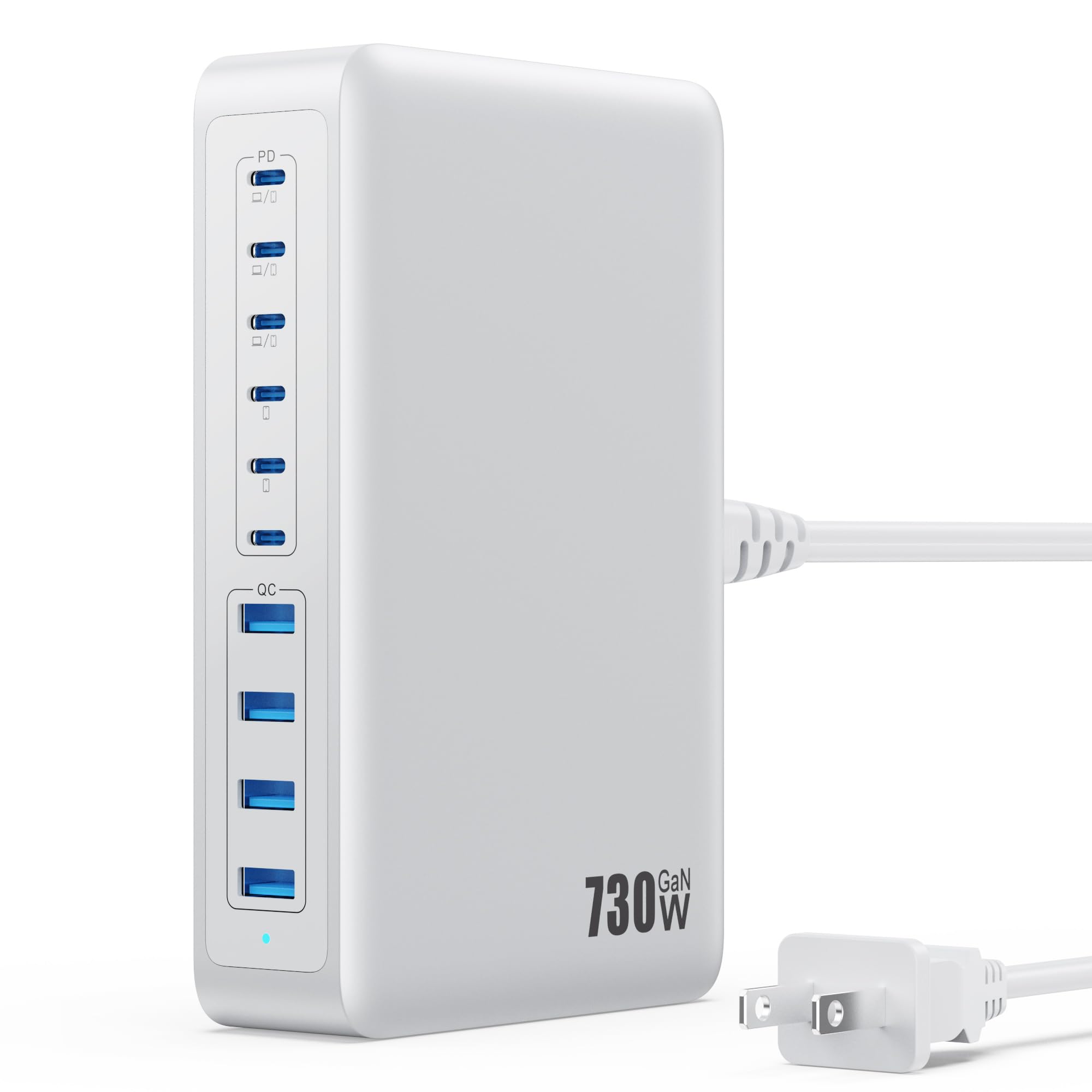 Photo 1 of 730W USB C Charger Block,10-Ports GaN V Fast Charging Station Hub,QC4.0+Three PD 100W Laptop Charger Wall Power Adapter for MacBook Pro/Air,DELL,iPhone 16/15/14,iPad,Galaxy S25,Pixel,Steam Desk etc