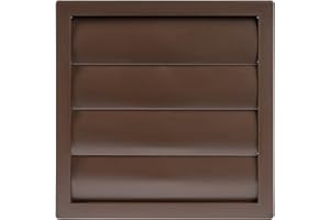 ECOPRO VENT Plastic 6" Brown Dryer Vent Cover with Flange - Exhaust Ventilation Grille with Shutters - Louvered Air Vent for Bathroom, Kitchen, Garage various Ventilation Systems Ø5.9'' / 8'' x 8''