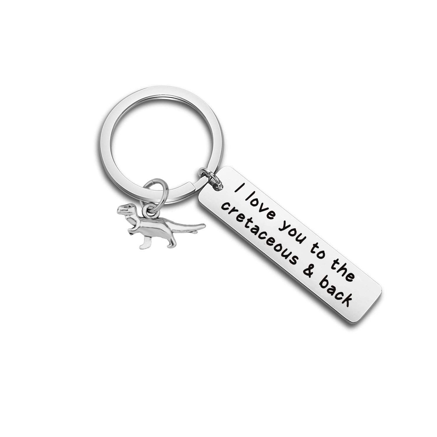 MYOSPARK Dinosaur Keychain I love You To The Cretaceous Back T-Rex Gift For Couple Dinosaur Lover (Dinosaur Keychain)