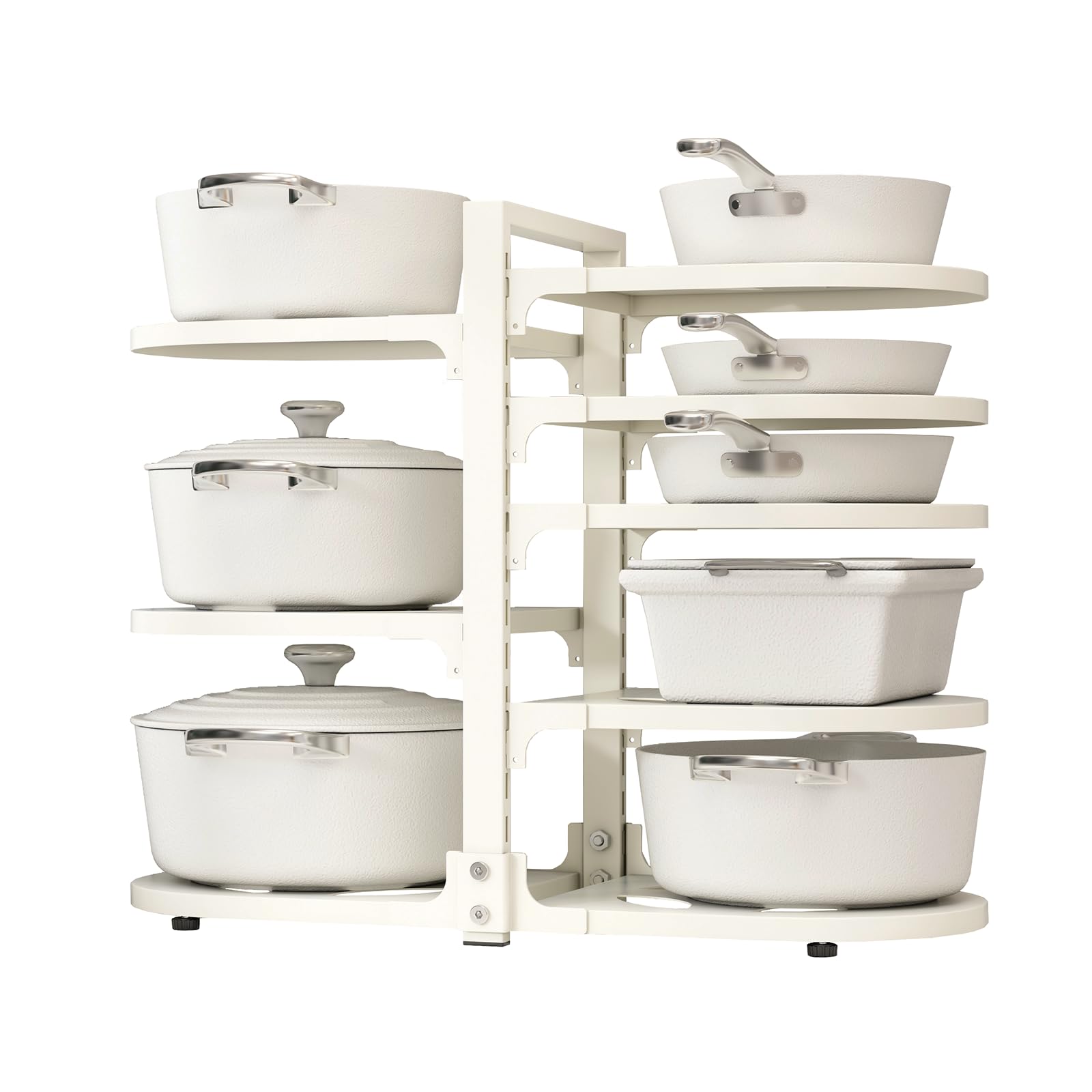 Photo 1 of Fovkdcvw Adjustable Heavy Duty Pots and Pans Organizer Under Cabinet, 8-Tier Pot and Pan Organizers Inside Cabinet, Kitchen Cabinet Organizers and Storage, White