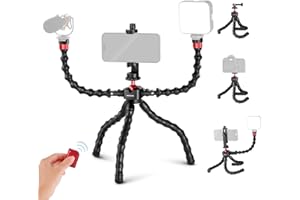 NEEWER T91 Flexible Tripod for iPhone, Mini Cellphone Tripod Stand for Vlog, 2 Magic Arms/Shutter/Phone Clamp/Action Camera M