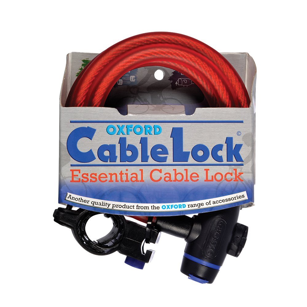 Oxford Cable Bike Lock, 12mm x 1.8m - Red