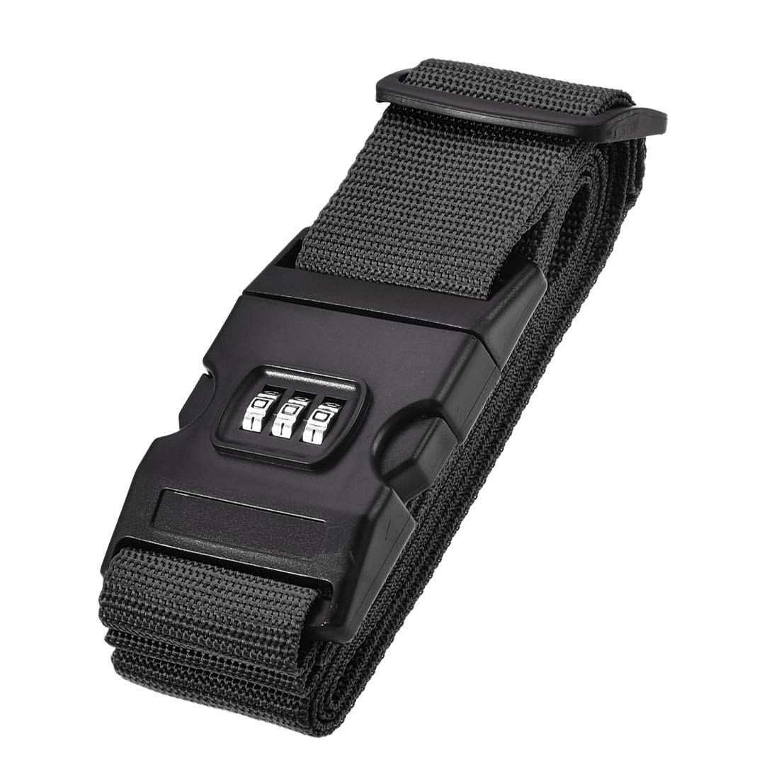 sourcing map Luggage Strap Suitcase Belt with Buckle, Combination Lock, 2Mx5cm Adjustable PP Travel Packing Accessory, Black