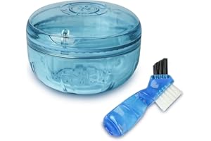 ACSKD Retainer Cleaning Case,Portable No-Leak Denture Cup Case with Dentures Brush Kit, Travel Retainer Cases with Vent Holes