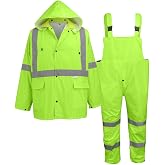 Global Glove Unisex-Adult Standard Reflective Rainwear, Hi-Vis Yellow, Size Small