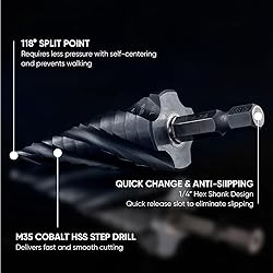toolant Four Spiral Flute Cobalt Step Drill Bit