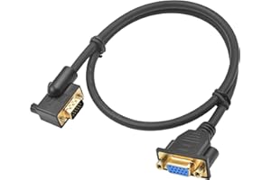 Poyiccot VGA Extension Cable 1.5FT, Right Angle VGA Male to Female Cable, 90 Degree VGA 15 Pin Adapter, VGA Extender Cable Su