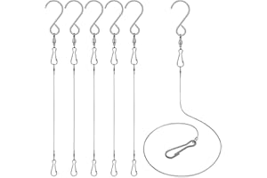 Tsocent Swivel Hooks, 10 Pack 360° Hanging Swivel Hooks with 12.5in Extended Rope for Outdoor Wind Spinners, Wind Chimes, Windsock and Crystal Twisters Parts Supplies (10 Pack)