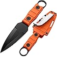 LFHC 6.7 Inch Small Tactical Fixed Blade Knife with Sheath and Clip, Full Tang Camping Fixed Blade Knives for Survival EDC Hiking Hunting, Gifts for Men (Orange)