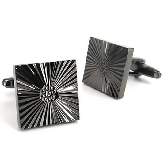 KONOV Schmuck 2 Stücke Herren Manschettenknöpfe Hochzeit quadratisch Hemden, Schwarz, 1 Paar (mit Geschenkbeutel)