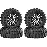 daitoku 1.3 Beadlock Wheels and Tires 1.3" Wheel Tires Set for 1/18 1/24 Trx4m SCX24 RC Crawler Car (4PCS) - Black