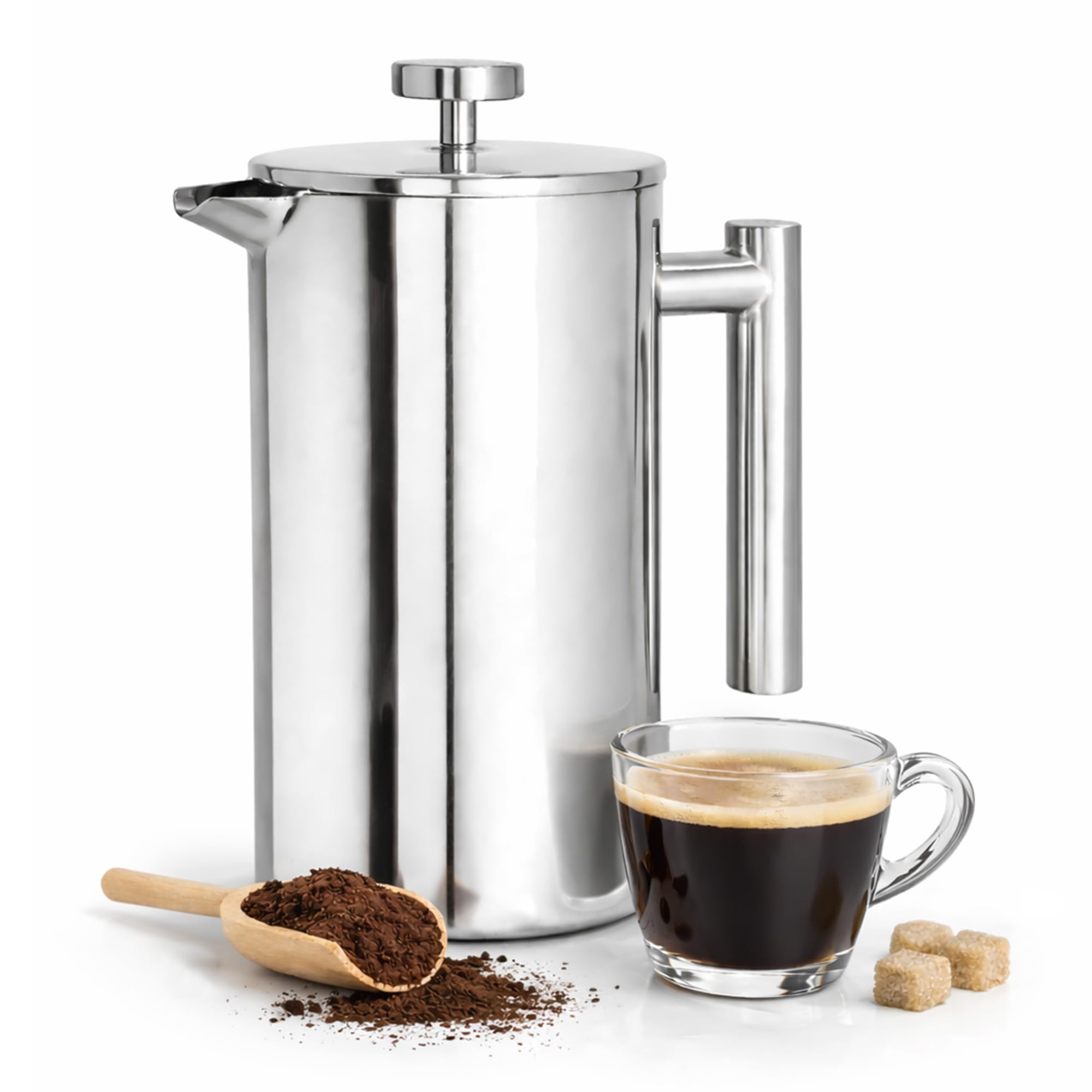 Charbrew Stainless Steel 1000ml Cafetiere French Press Coffee Maker Brewer Double Walled Insulation
