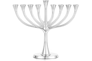 NUPTIO Menorah Candle Holder for Chanukah: 9 Branch Silver Hanukkah Menorahs for Jewish - Tree of Life Chanukah Gift for Standard Hanukkah Candles Window Decor