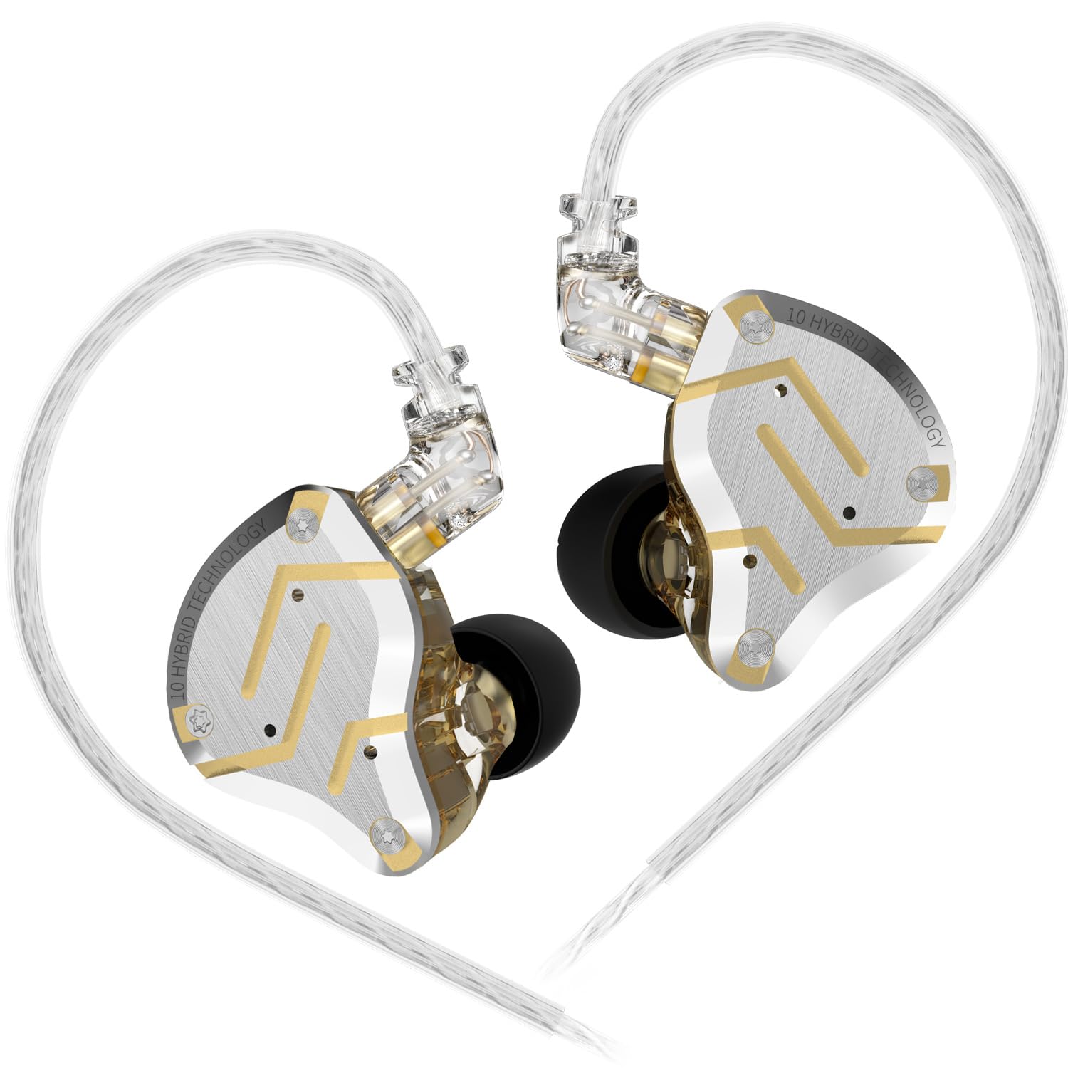 KINBOOFI KZ ZS10 Pro IEM, 4BA 1DD Multi Driver In Ear Monitor, On Stage Monitor for Singer, Guitarist, Drummer (Gold, No Mic) — image 1