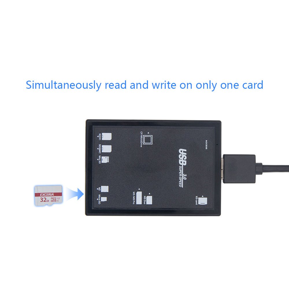 E2APM USB 3.0 Computer Card Readers Compact Flash Memory Card Reader Multi Card Slot for Micro SD, SD, SDHC, SDXC, CF, XD, MS